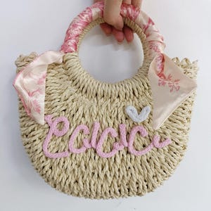 Handgefertigte Häkelarbeit Custom Name gestrickte Tasche Premium, Schultertasche, Optionen mit kurzem, langem Riemen, Reise, Strand, Dating Tasche, personalisierte Geschenke
