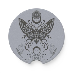 Moon Moth Car Coaster, Gothic Car Decor, Witch Car Accessory, Cool Car Decore, Carcoasters