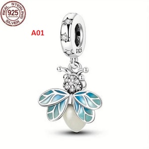 S925 Glow in the Dark Firefly Armband Charm, Anhänger Charm, für Pandora Armband, Sterling Silber Charm für Armband Frauen Anhänger Schmuck