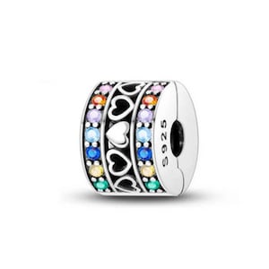 S925 Bunte Zirkonia Clip Armband Charm Anhänger Charm, für Pandora Armband 925 Sterling Silber Charm für Armband Frauen Anhänger Schmuck