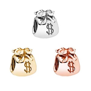 Charm Bead con Sacco di Soldi e Tesoro, Adatto Originale Pandora 925 Argento Bracciale Fai da Te Donna