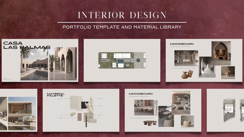 Interior Design Portfolio Template + Material Library | Canva ...