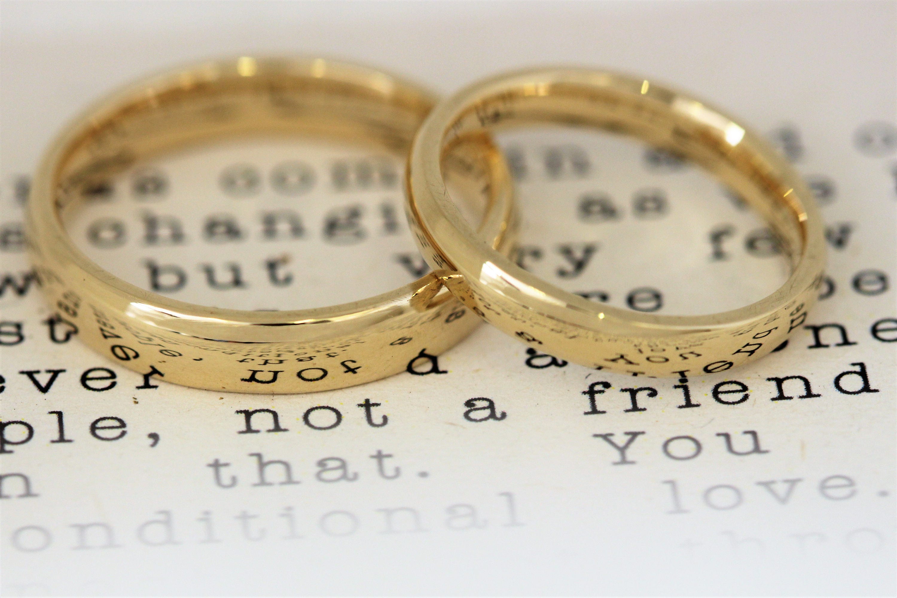 Wedding Ring Set for Him and Her in 9ct Yellow Gold Comfort Etsy UK