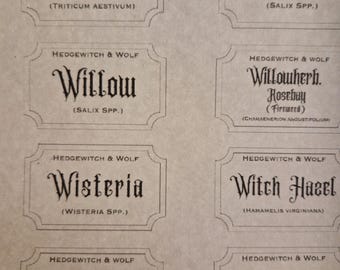 Witchy Spice Jar Labels: Vintage Apothecary Herb Labels (Digital Download)