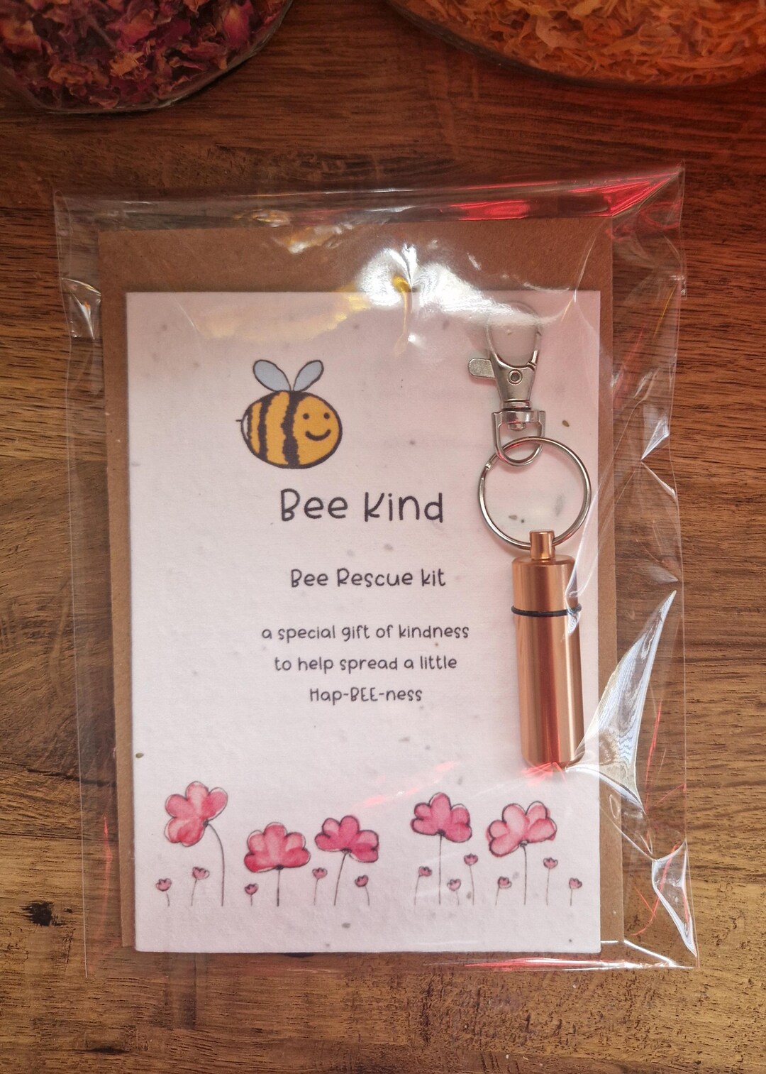 Bee Kind Rescue Kit: Wildflower Card & Bee Keyring Gift Set - Etsy