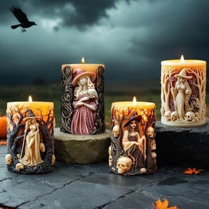 Witch Silicone Mold for DIY Crafts & Aromatherapy Candle Making, Halloween Theme DIY Mold Suitable for Wax Gypsum Resin Jesmonite Cement