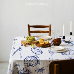 Italian Summer Tablecloth Mediterranean Theme Wedding Decor Italian Dinner Tablecloth Cottage Aesthetic Cotton Tablecloth Dinner Party