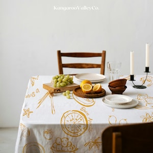 Italian Summer Tablecloth Mediterranean Yellow Theme Wedding Decor Italian Tablecloth Cottage Aesthetic Cotton Tablecloth Dinner Party