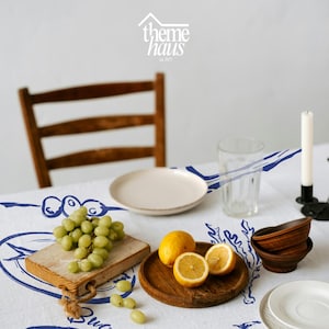 Nappe italienne d'été bleue, thème méditerranéen, mariage, nappe de dîner italienne, imperméable, esthétique, coton, dîner de fête