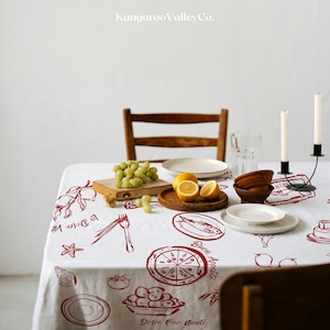 Italian Summer Tablecloth 100% Cotton Red Mediterranean Theme Wedding Decor Italian Dinner Tablecloth Aesthetic Tablecloth Dinner Party