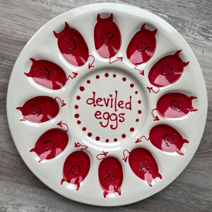 Deviled Egg Plate - Little Devils Fun Facial Expressions Simple