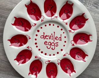 Deviled Egg Plate - Little Devils Fun Facial Expressions Simple