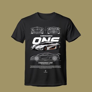 Koenigsegg One 1 T-Shirt, Swedish Megacar Blueprint Tee, Twin Turbo V8 Hypercar Graphic Shirt, Ghost Squadron Car Enthusiast Gift Sweatshirt