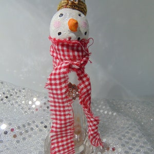 Vintage Upcycled Salt Shaker Snowman Tall