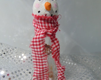 Vintage Salt Shaker Snowman Tall Upcycle