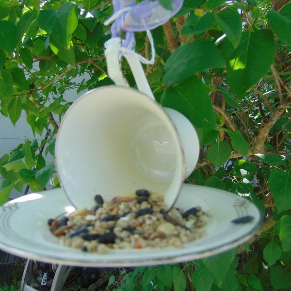 Upcycled Vintage Teacup Bird Feeder