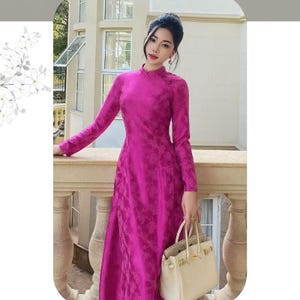 Áo dài cách tân dáng suông chất gấm mềm, Ao Dai moderno, corte recto, brocado suave, Ao Dai tradicional, Ao Dai vietnamita