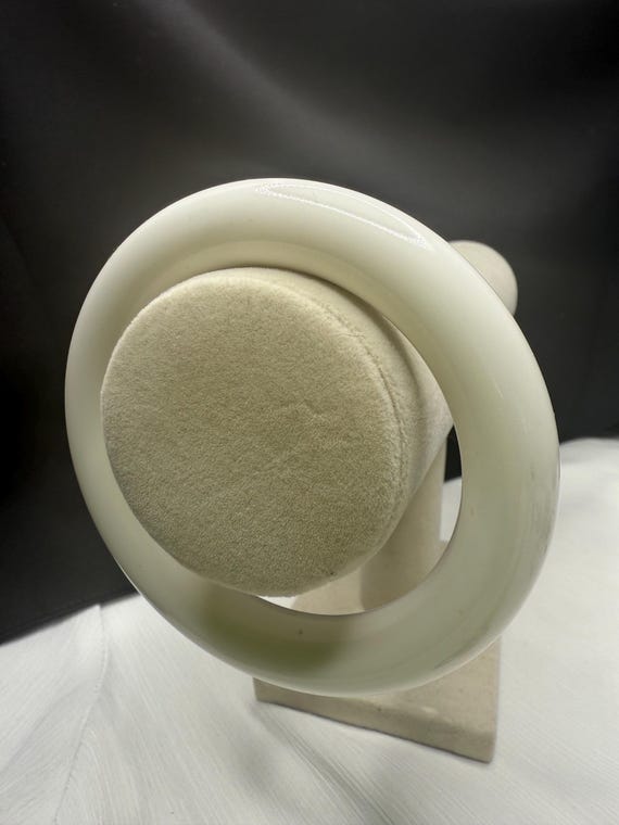 Vintage Lucite White Stackable Bangle Medium 3” S… - image 1