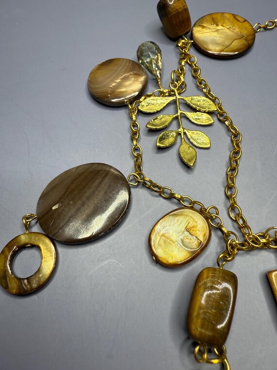 Faceted Tiger’s Eye Beaded Bib Statement Necklace… - image 5