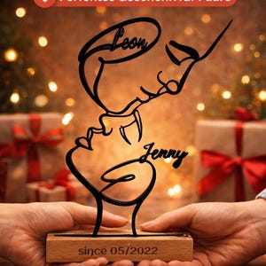 Regalo personalizado para parejas con nombres, retrato de pareja en estilo lineal, regalo individual para aniversario, boda, Día de San Valentín.