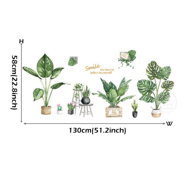 Green Leaves Wall Stickers Green Leaf Wall Decal Vinyl Etsy