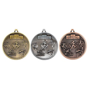 Athletics Deluxe Medal Antique Gold, Silver, Bronze - 2.35in