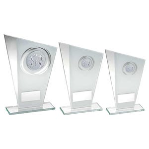 White/Silver Printed Glass Athletics Award Plaque – Multi-Sport Design | Custom Engraving | 6&quot;, 7.25&quot;, 8&quot; Sizes