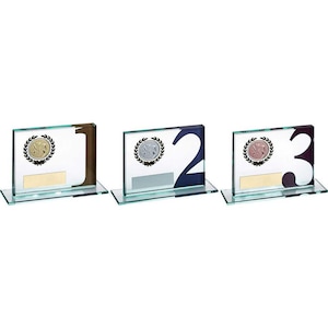 Jade Glass Plaque With Multi Athletics Insert And Plate (Gold 1st, Silver 2nd, Bronze 3rd) - 3.25 x 4in