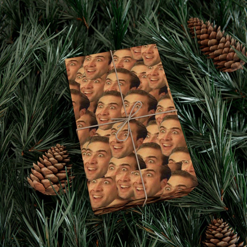 Wrapping Paper, Nicolas Cage Funny Gift Wrap for Christmas, Humorous Holiday Present Wrap, Unique Gift Giving Supplies, Festive Gift immagine 3