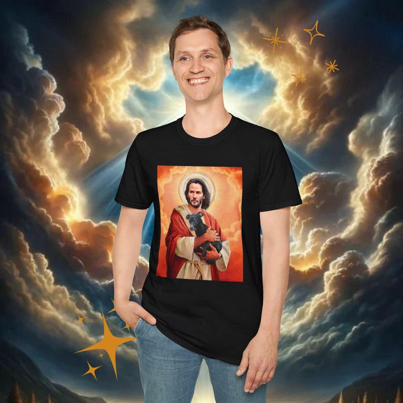 Keanu Reeves Saint T-Shirt, Unisex Tee, Softstyle Shirt, Celebrity Fan Clothing, Pop Culture Top image 2