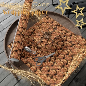 Wrapping Paper, Nicolas Cage Funny Gift Wrap for Christmas, Humorous Holiday Present Wrap, Unique Gift Giving Supplies, Festive Gift immagine 1