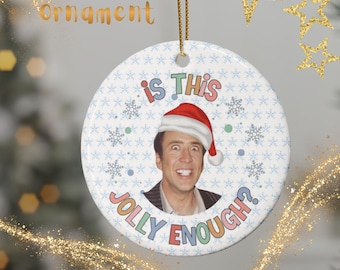 Nicolas Cage Face Christmas Ceramic Ornament 1pc 5pc 10pc 20pc | Holiday Tree Decor