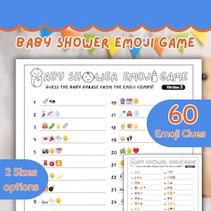 Fun Baby Shower Emoji Game, Emoji Pictionary, Gender Neutral Baby Shower Game Activity, Baby Family Feud, Emoji Baby Shower, Baby Pictionary