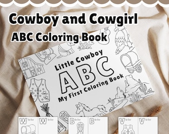 Cowboy and Cowgirl ABC Coloring Book: Western Baby Shower Game, Giant Alphabet ABC Pages