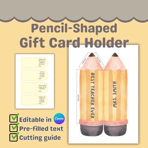Porta carte regalo personalizzati per insegnanti - Porta carte regalo a forma di matita, Settimana di apprezzamento degli insegnanti, Regali per insegnanti maschi, Carta regalo per insegnanti a tema anni '90