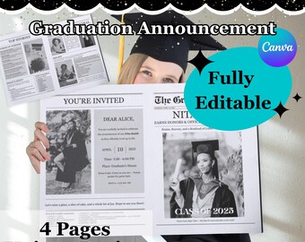 Newspaper Graduation Announcement Template: Graduation Flyer and Invitation