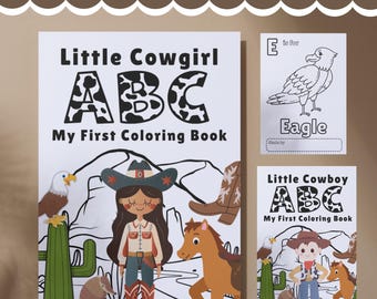 Cowgirl First ABC Coloring Book: Cowboy Coloring Page, Western Baby Shower Activity