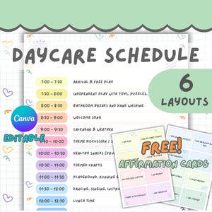 Dagelijks schema en bevestigingskaarten dagopvang, dagopvangroutine, thuisopvang, voorschoolse routine, sjabloon kinderdagverblijf, planner thuisonderwijs