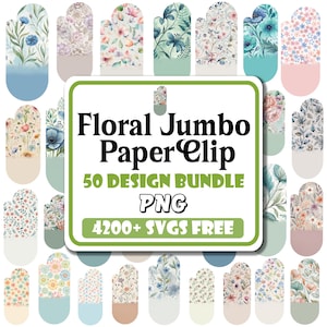 Floral Jumbo Paper Clip PNG Bundle |Stationery Png |Fancy Clip Graphic Png |Modern Clip Png |Teacher Paper Clip Png |Bookmark Paper Clip Png