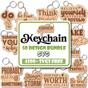 Lasergesneden sleutelhanger SVG-bundel: gepersonaliseerde sleutelhangerontwerpen (digitale download)