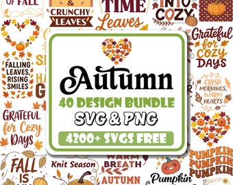 Paquete de diseños SVG de otoño / Frases de Acción de Gracias y Halloween (Descarga digital)
