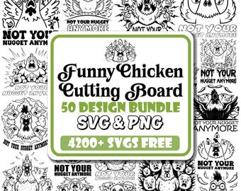 Grappige kip snijplank SVG bundel | Keuken decor Svg | Snacks lade Svg | Kip vleeswaren bord Svg | Grappig gezegde Svg | Snijplank