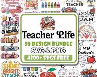 Teacher Life SVG Bundle: School Elements, Teacher Appreciation (Digital Download)
