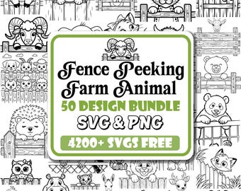 Fence Peeking Farm Animal SVG Bundle | Funny Country Designs (Digital Download)