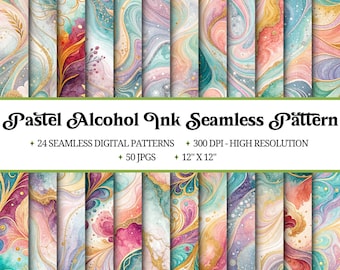 Pastel Alcohol Ink Seamless Pattern: Scrapbook Paper (Digital Download)