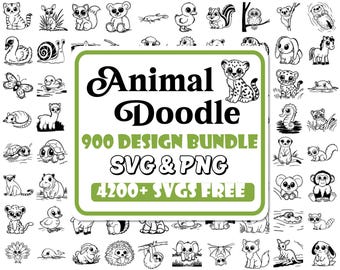 Animal Doodle Svg Bundle |Safari Animal Svg |Cute Wildlife Designs Svg |Line Art |Unique Doodle Design |Farm Animals Svg |Creative Animal