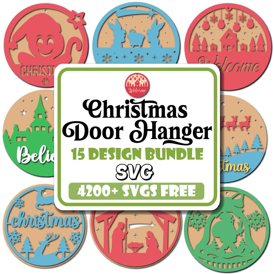 Christmas Door Hanger SVG Laser Cut Bundle (digital Download) - Etsy