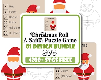 Julklappsspel med jultomten: Laserskuret pussel SVG-paket | Allmän design för sublimering (digital nedladdning)
