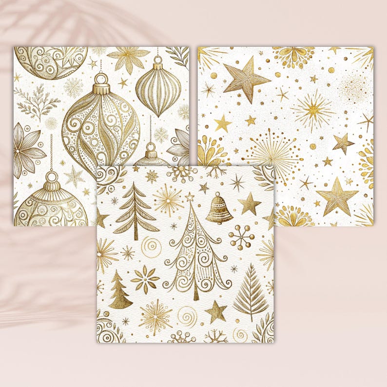 Gold Christmas Seamless Pattern | Holiday Digital Paper (PDF) - Etsy ...