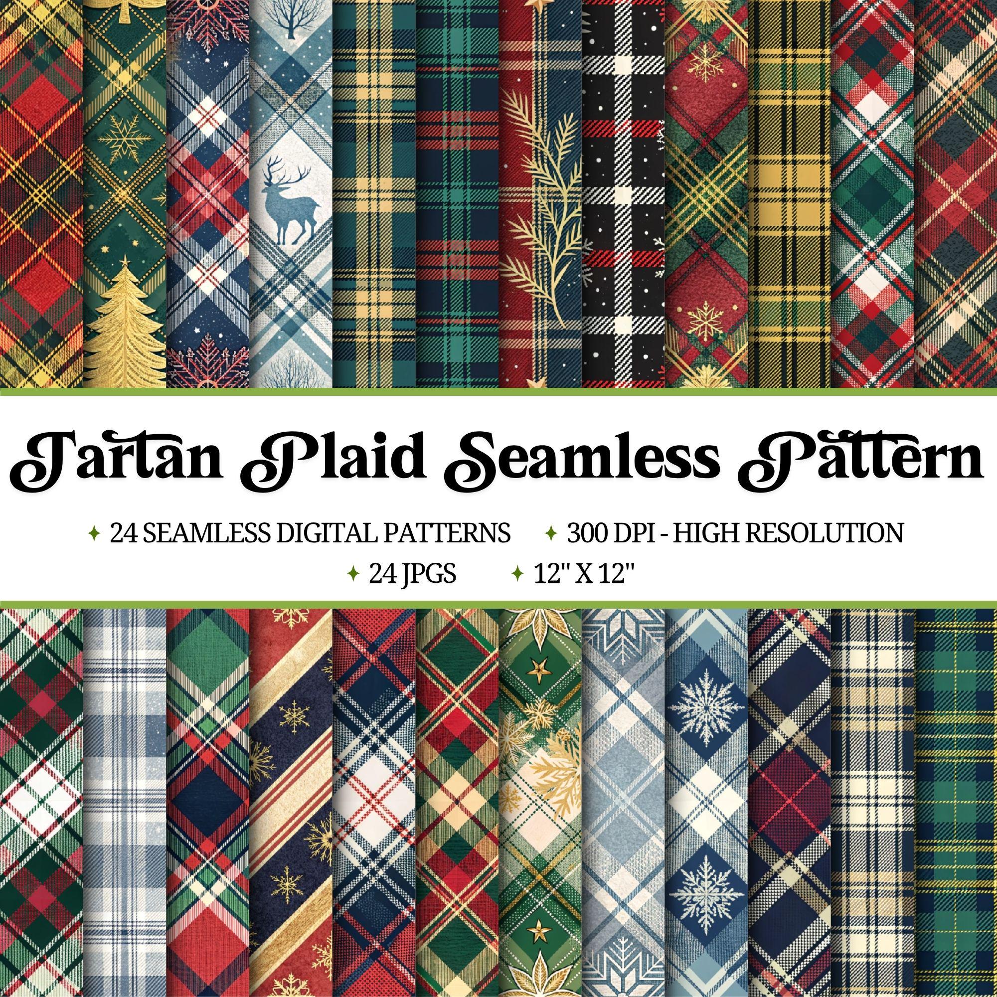 Tartan Plaid Seamless Pattern Bundle | Checkered Background Paper ...